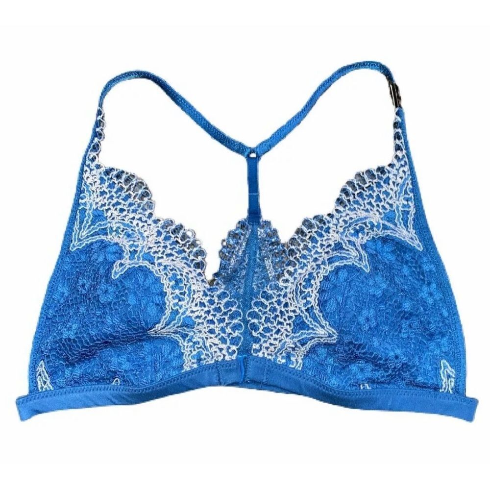 Victorias Secret Body Crochet Lace Lined - Removable Padding bralette bra blue S